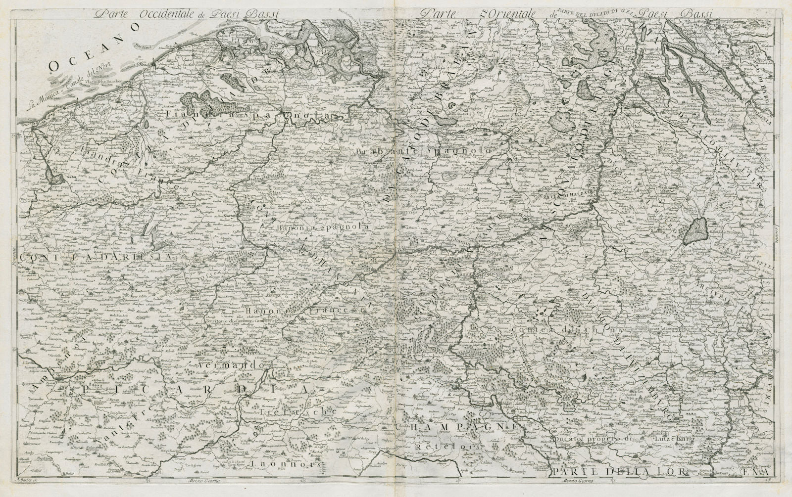 Paesi Bassi. Belgium, Artois & Picardy. DE ROSSI 1689 old antique map chart